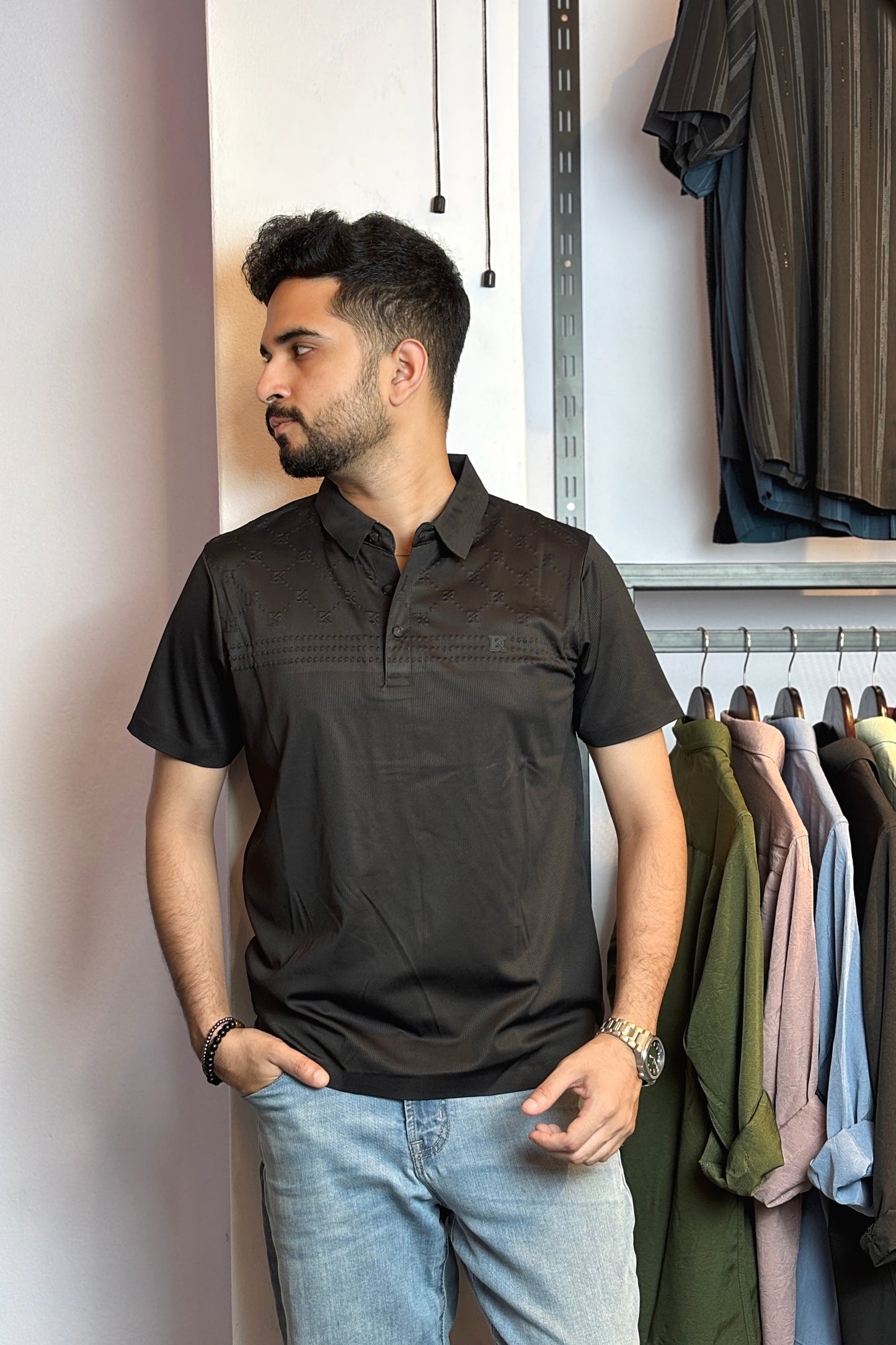 Black Colour Polo T-Shirt |BK