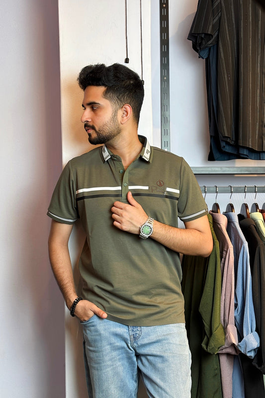 Olive Colour Polo T-Shirt |Paris