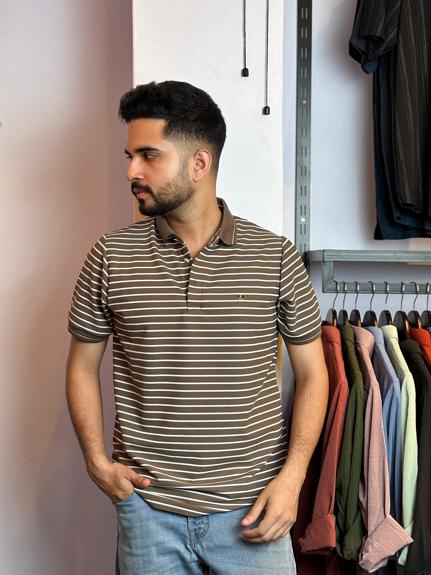 Chocolate Stripe Polo T-Shirt |OS