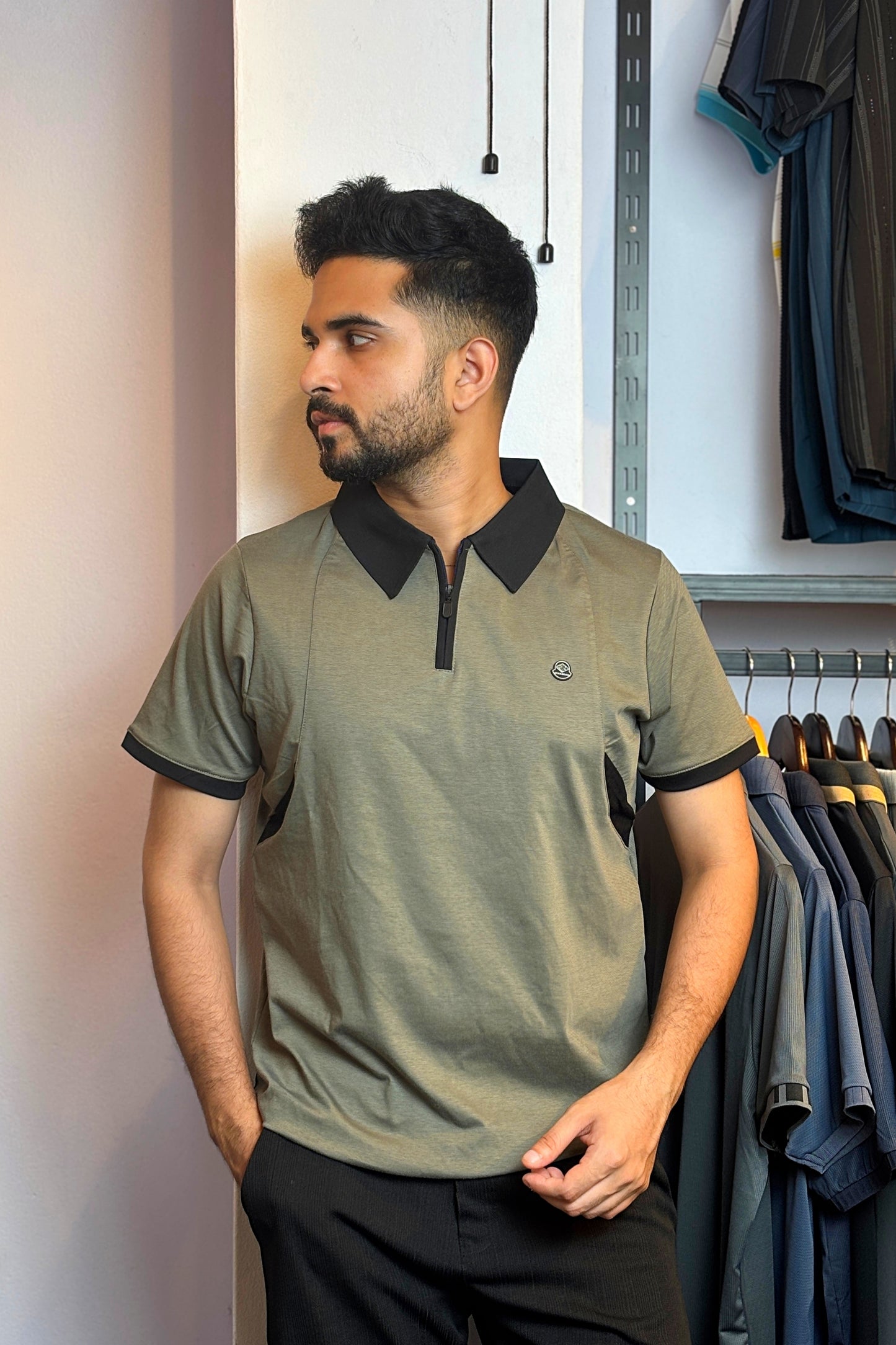 Olive Gray Colour Polo T-Shirt |ZC