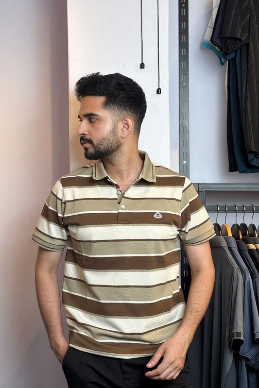 Chocolate Contrast Stripe Polo T-Shirt |G8