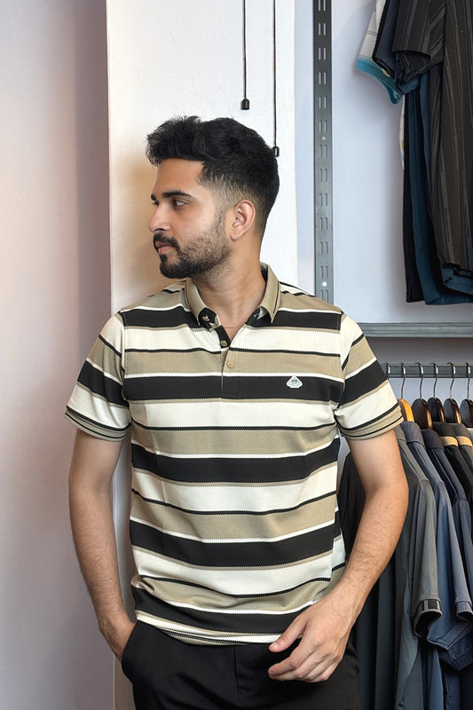 Black Contrast Stripe Polo T-Shirt |G8