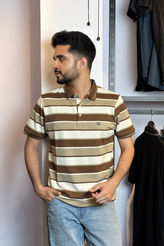 Chocolate White Contrast Polo T-Shirt |Louis