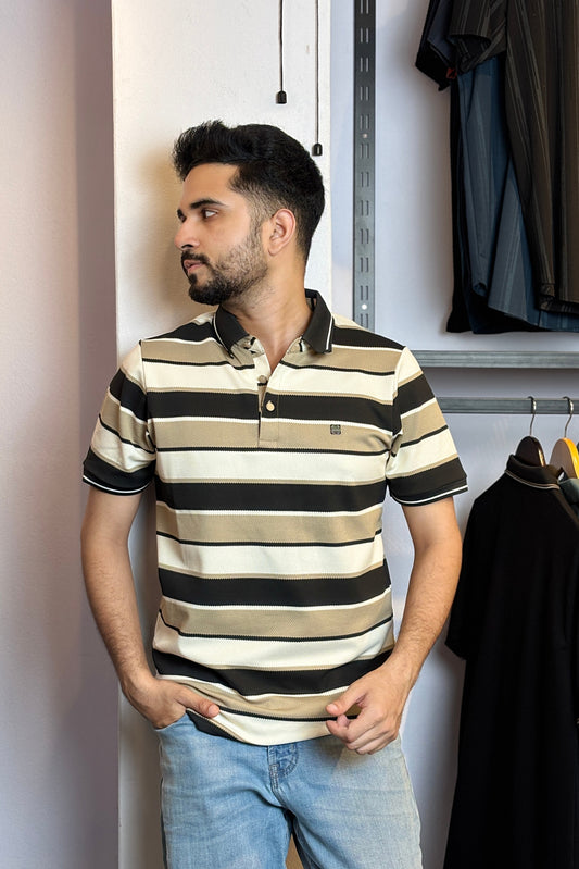 Black White Contrast Polo T-Shirt |Louis