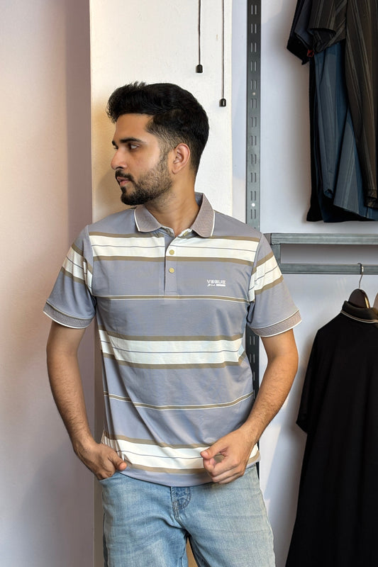 Light Ash Contrast Polo T-Shirt |Vogue