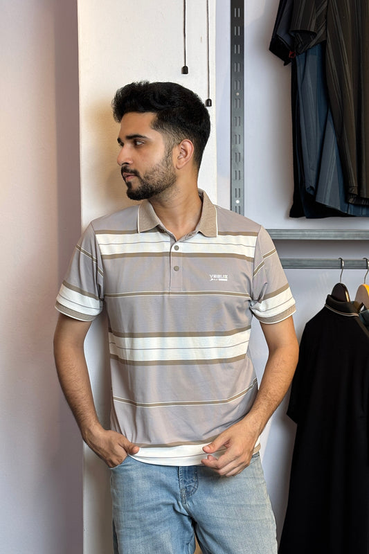 Beige Contrast Polo T-Shirt |Vogue