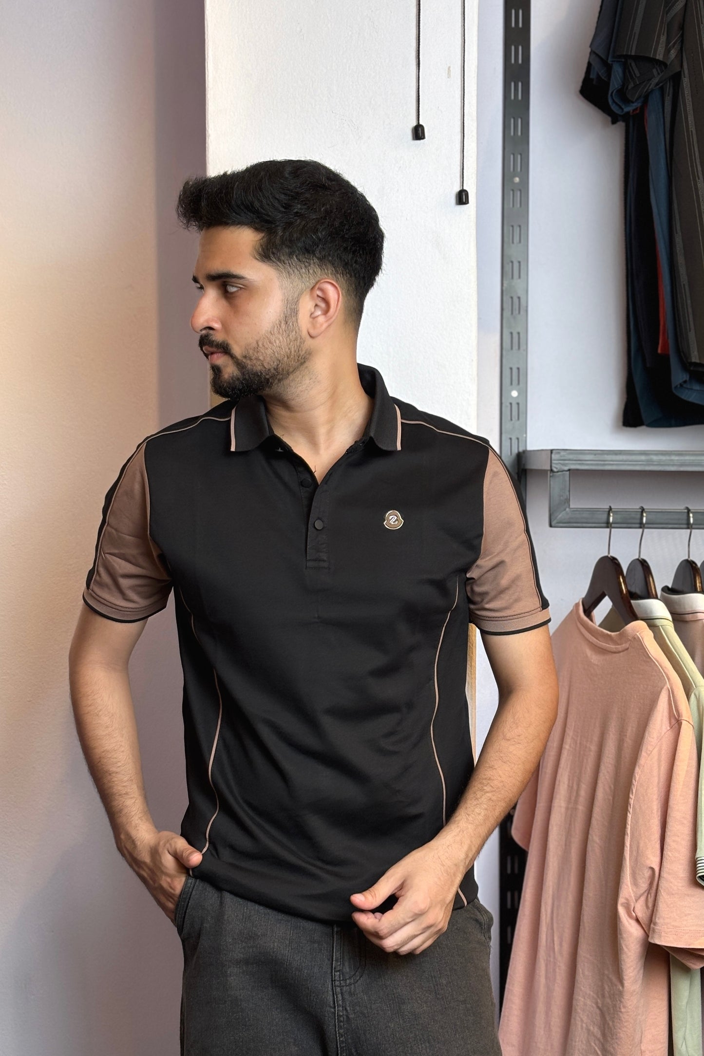 Black Polo T-Shirt |LS
