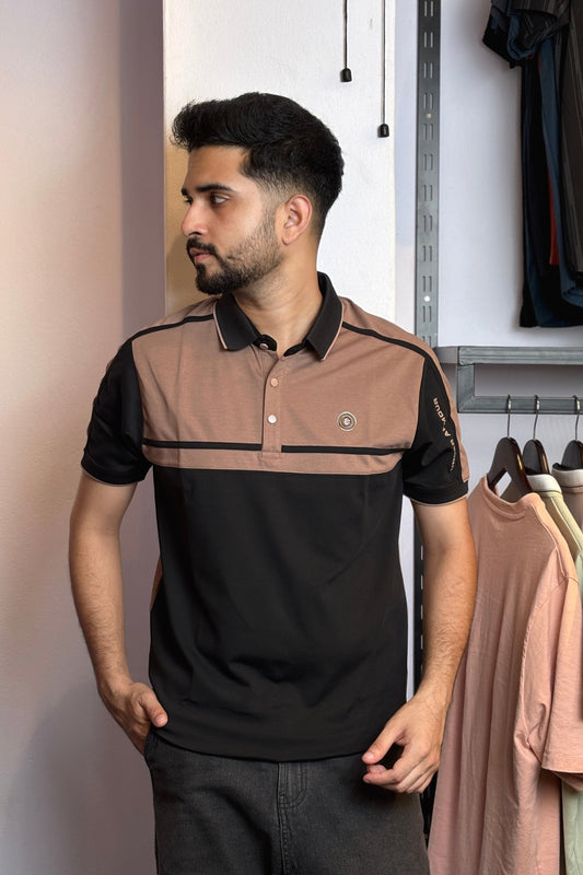 Brown Black Contrast Polo T-Shirt |UR