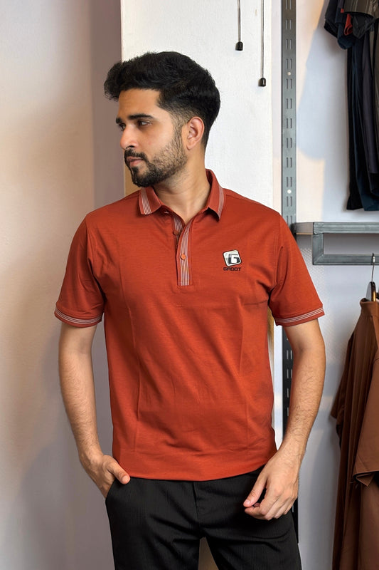 Rust Orange Colour Polo T-Shirt |K5S