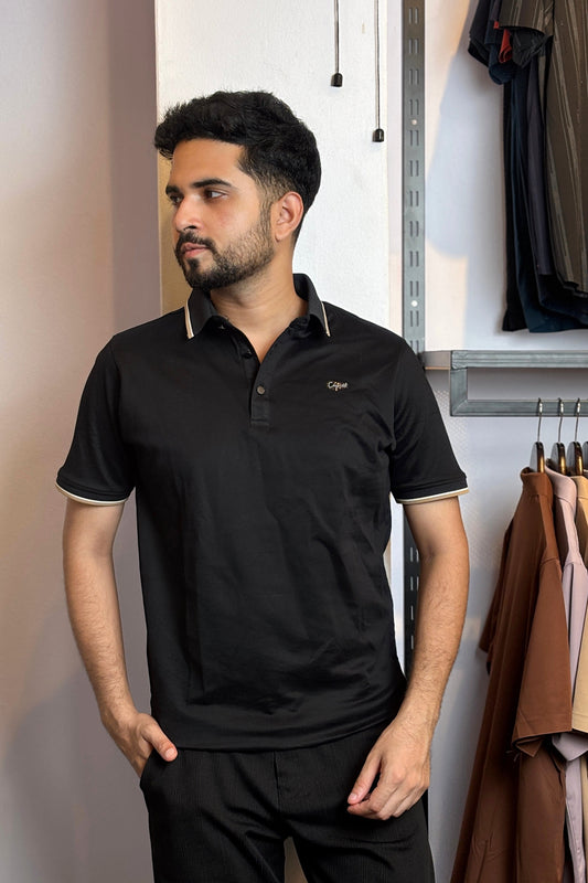 Black Colour Polo T-Shirt |chy