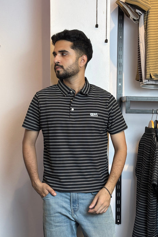 Black Stripe Polo T-Shirt |TDS