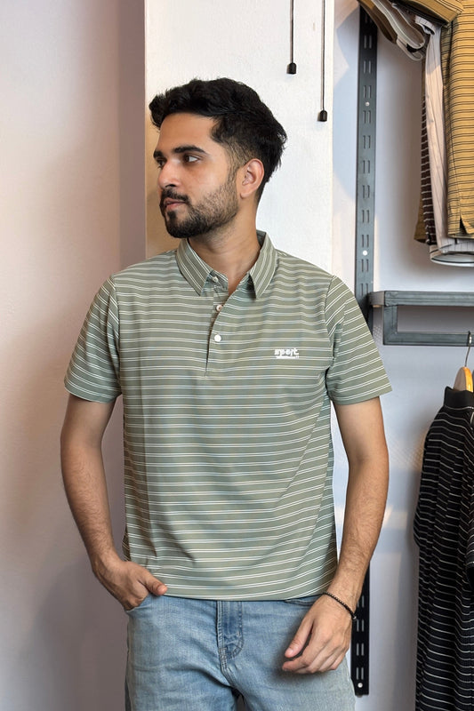 Mint Green Stripe Polo T-Shirt |TDS