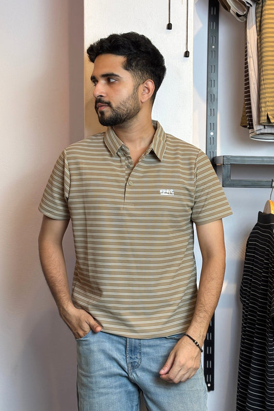 Cream Stripe Polo T-Shirt |TDS