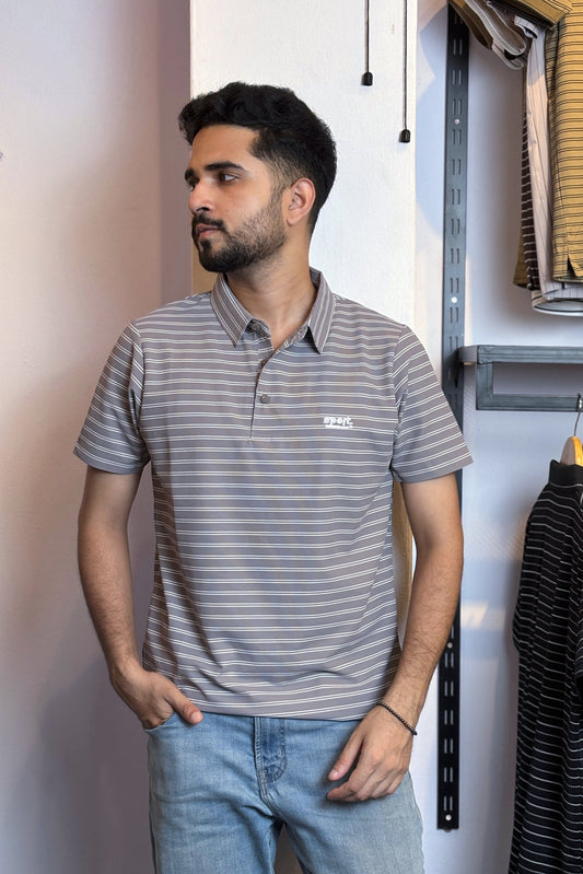 White Purple Stripe Polo T-Shirt |TDS