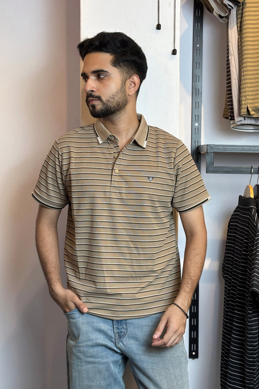 Coffee Stripe Polo T-Shirt |WBS
