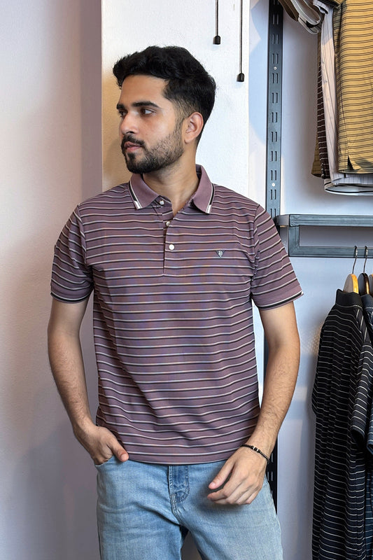 Violet Stripe Polo T-Shirt |WBS
