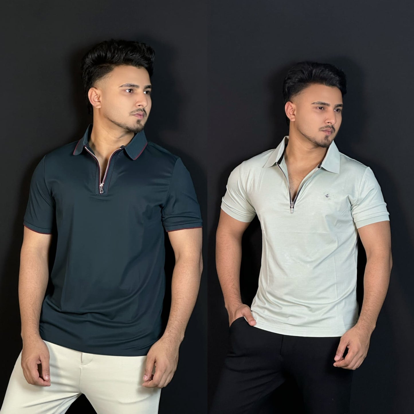 Bottle +Ice Green Polo T-Shirt Combo-Zipper