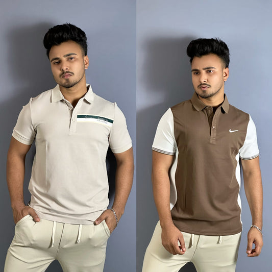 Choco nike+Cream Nike Stone Polo T-Shirt Combo