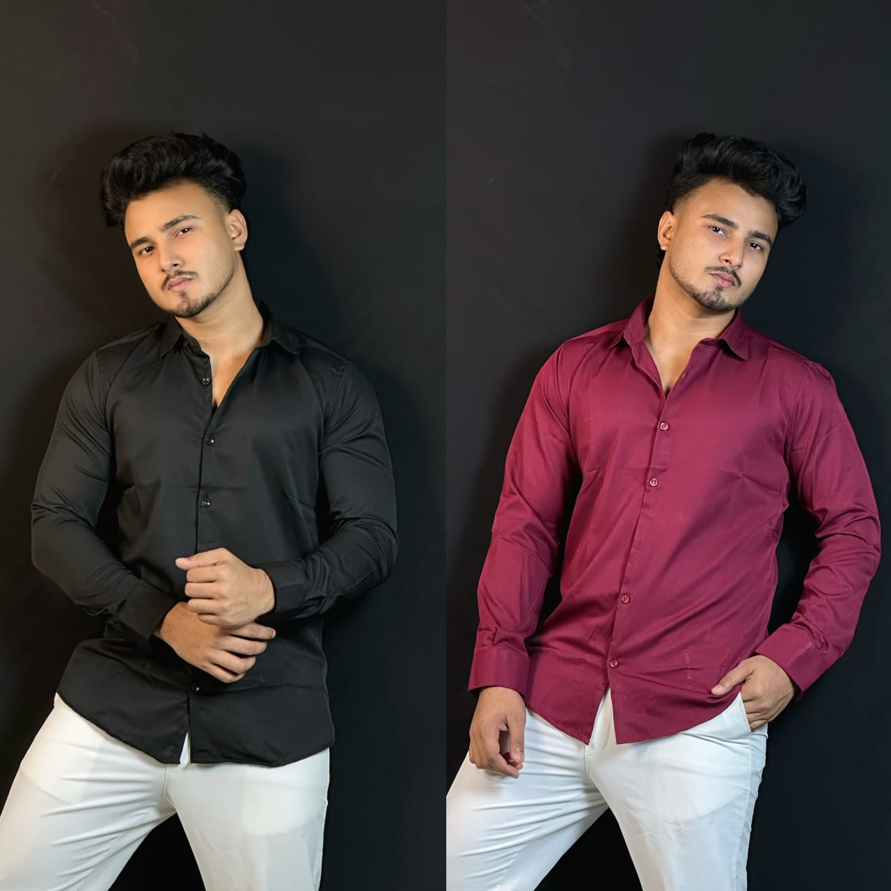 Black+Maroon Colour Formal Shirt Combo|CROSS