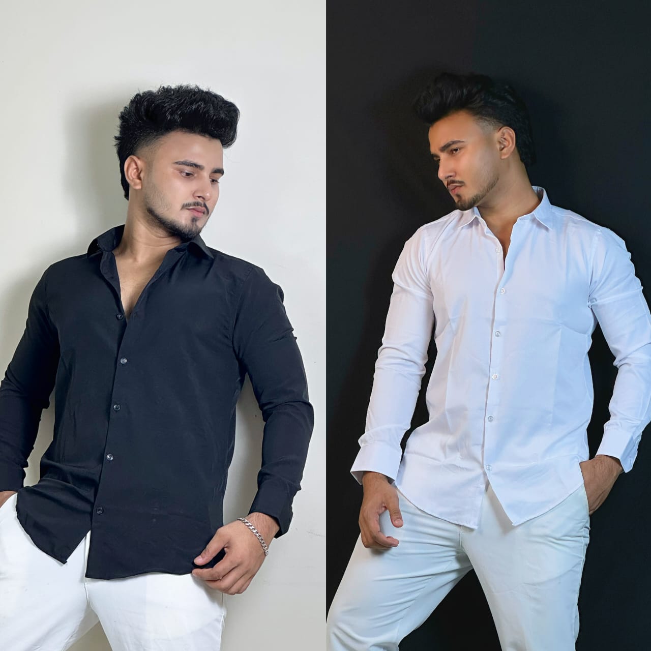 Black+White Colour Formal Shirt Combo|VM