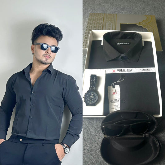 Black  Colour Shirt – FREE Watch & Sunglass