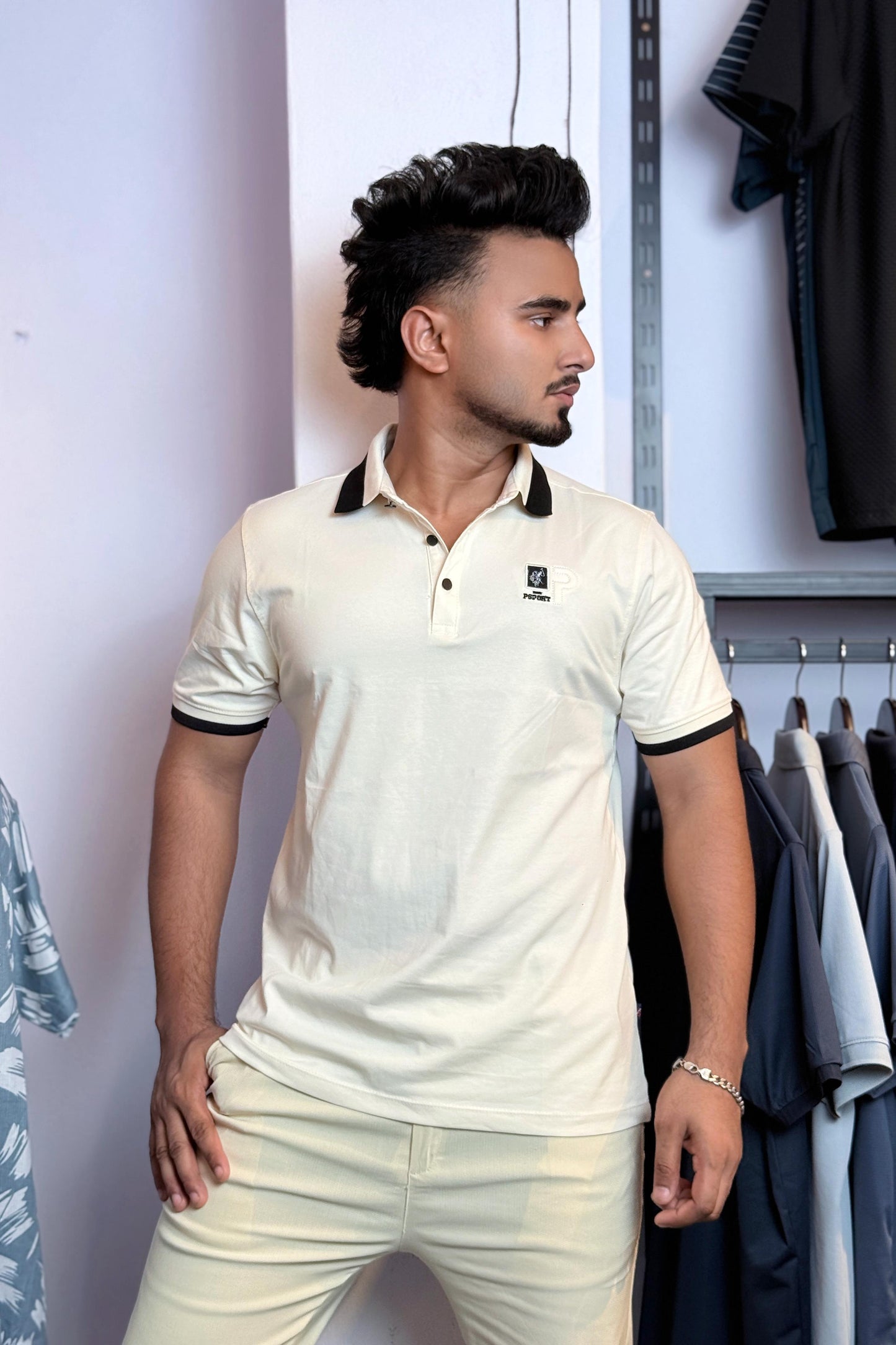 Light Cream Colour Polo T-Shirt |PSPORT
