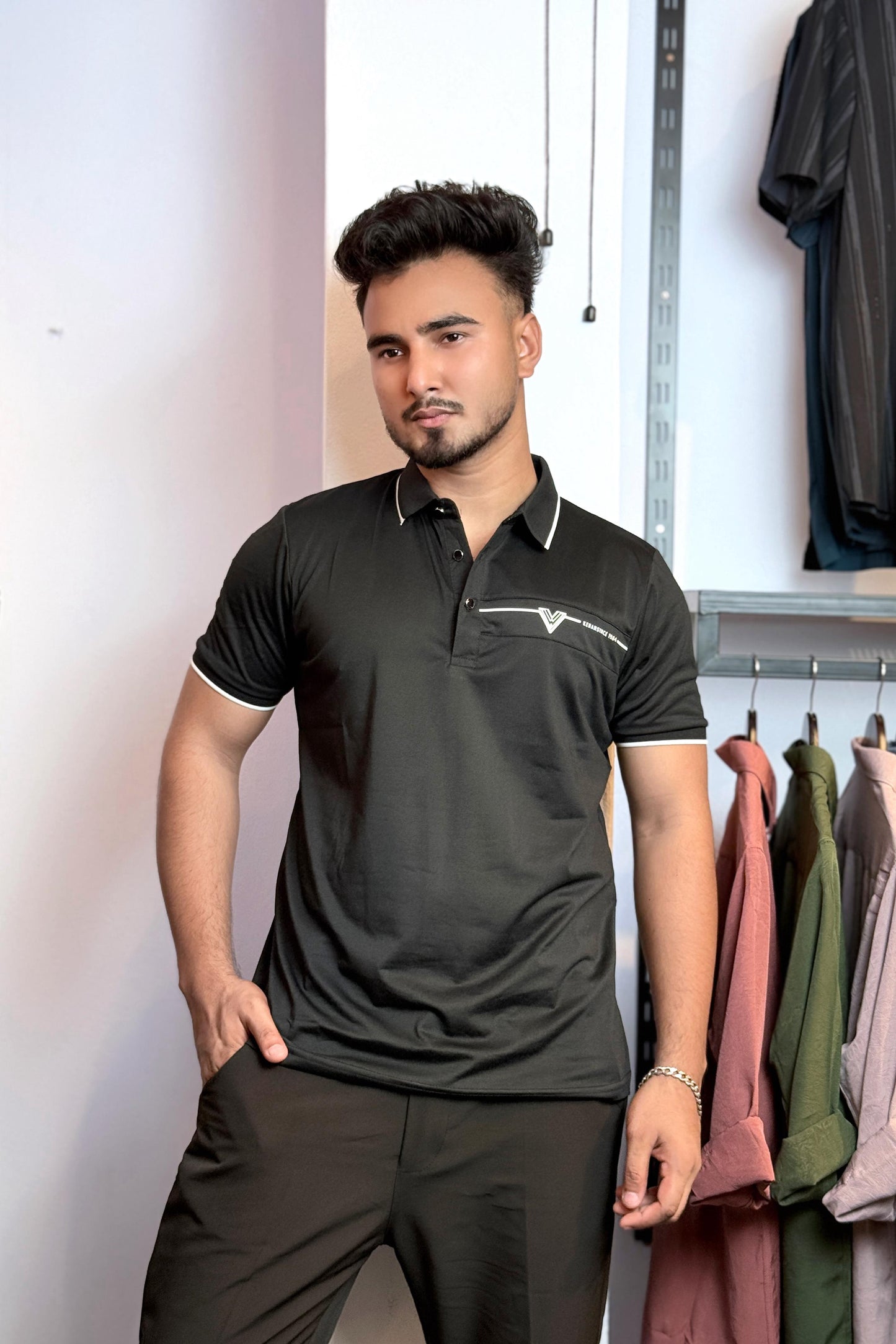 Black Colour Polo T-Shirt |WV