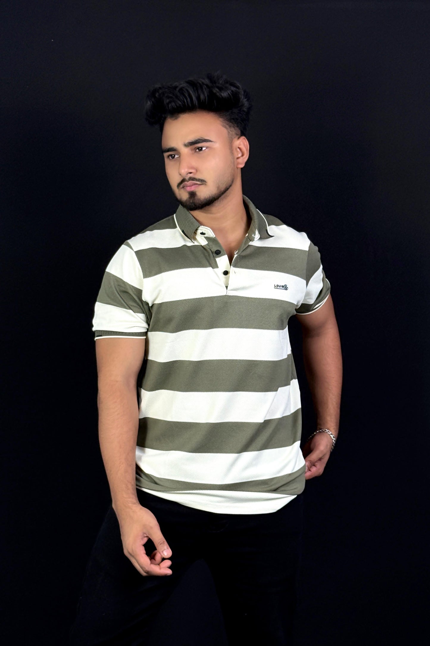 Olive Contrast Colour Polo T-Shirt |CF