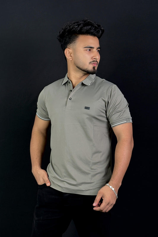 Ash Grey Colour Polo T-Shirt |solid