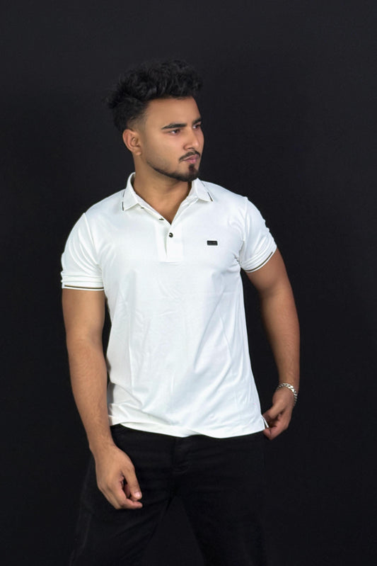 White Colour Polo T-Shirt |solid