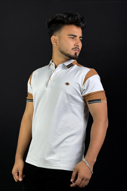 Off White Colour Polo T-Shirt |UV
