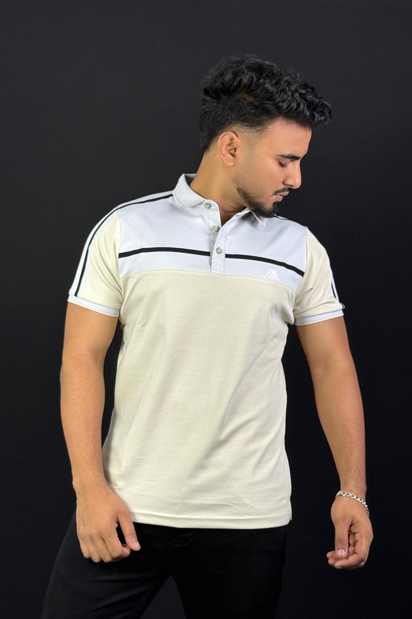 Cream Contrast Polo T-Shirt |Neon