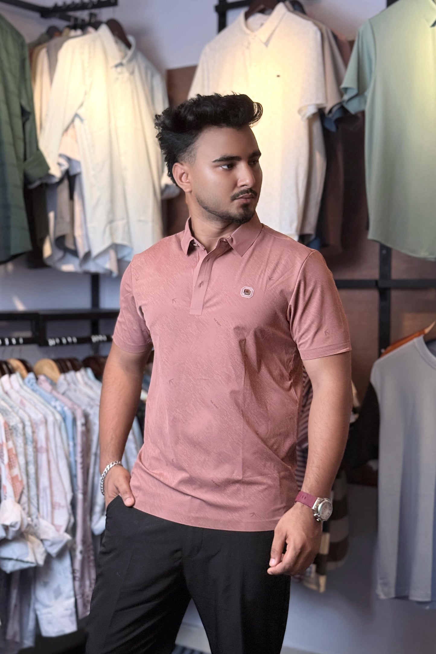 Rose Pink Colour Polo T-Shirt |DBP