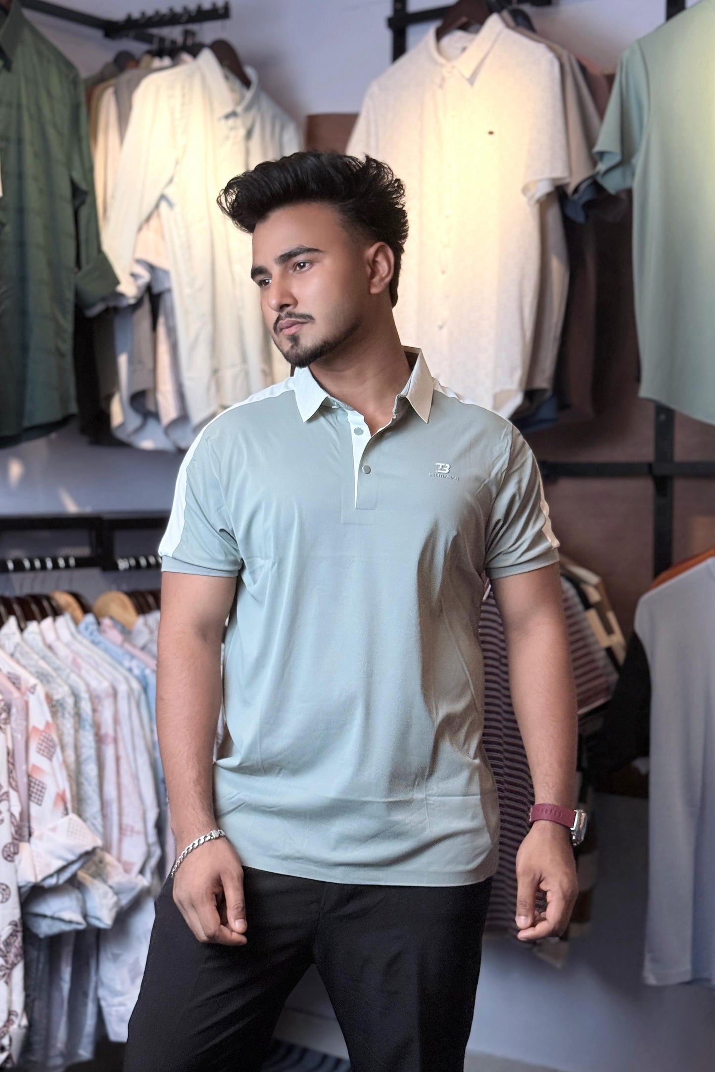 Ash Green Colour Polo T-Shirt |MMP