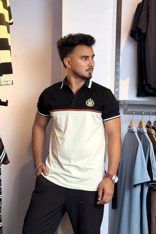 Black Off-White Polo T-Shirt |Crown