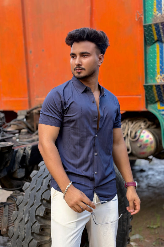 Nevy Blue Colour Half Slevee Shirt