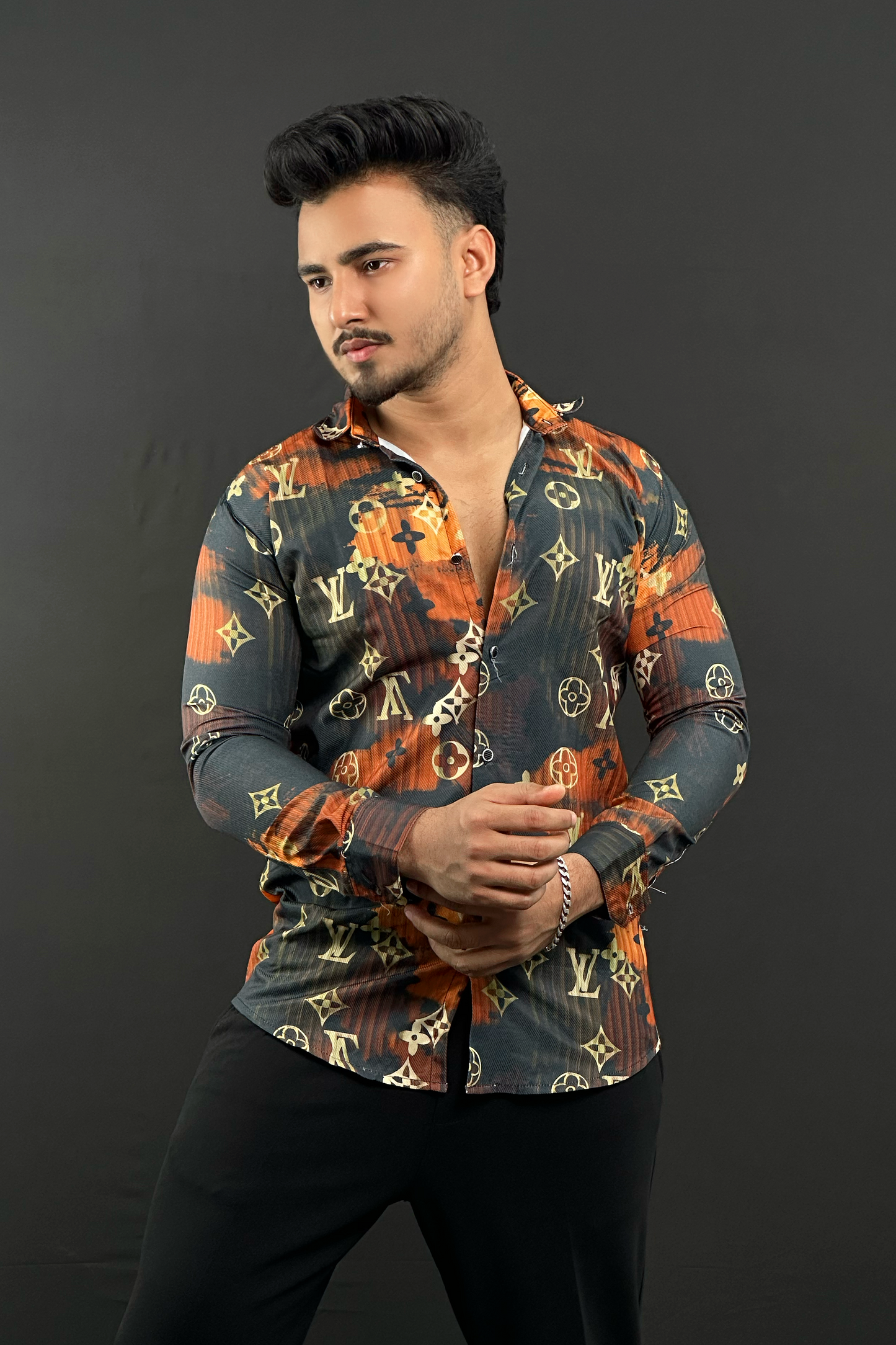 Deep Olive Contrast Shirt|LV