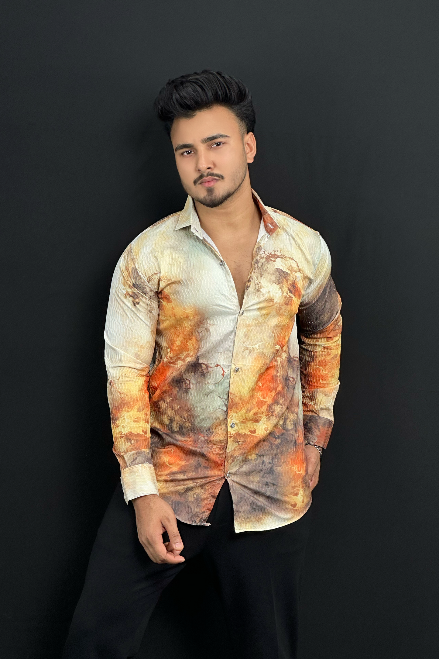 Orange Colour Contrast Shirt