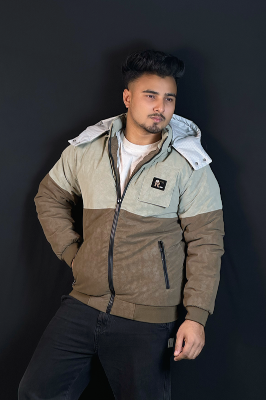 গ্রীন চকলেট কনট্রাস্ট চায়না বম্বার জ্যাকেট-RS