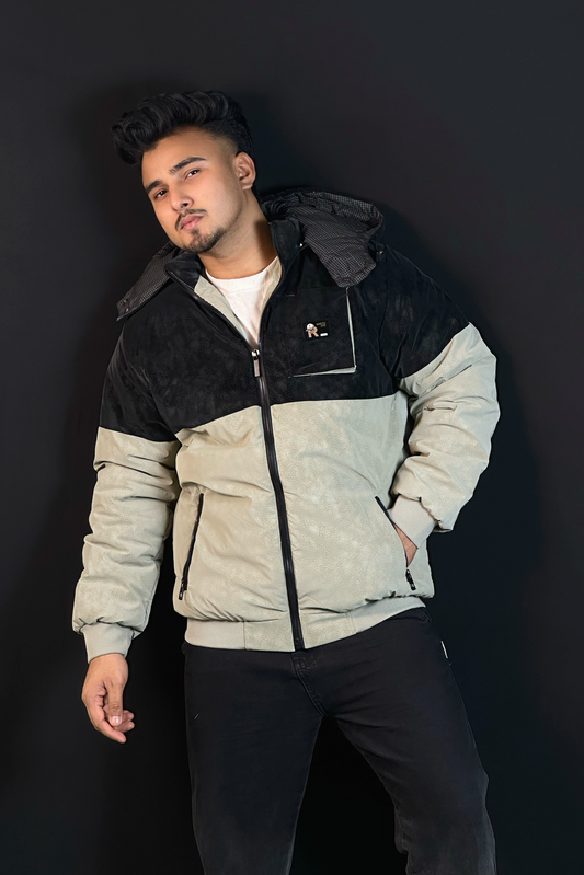 কালো গ্রীন কনট্রাস্ট চায়না বম্বার জ্যাকেট-RS