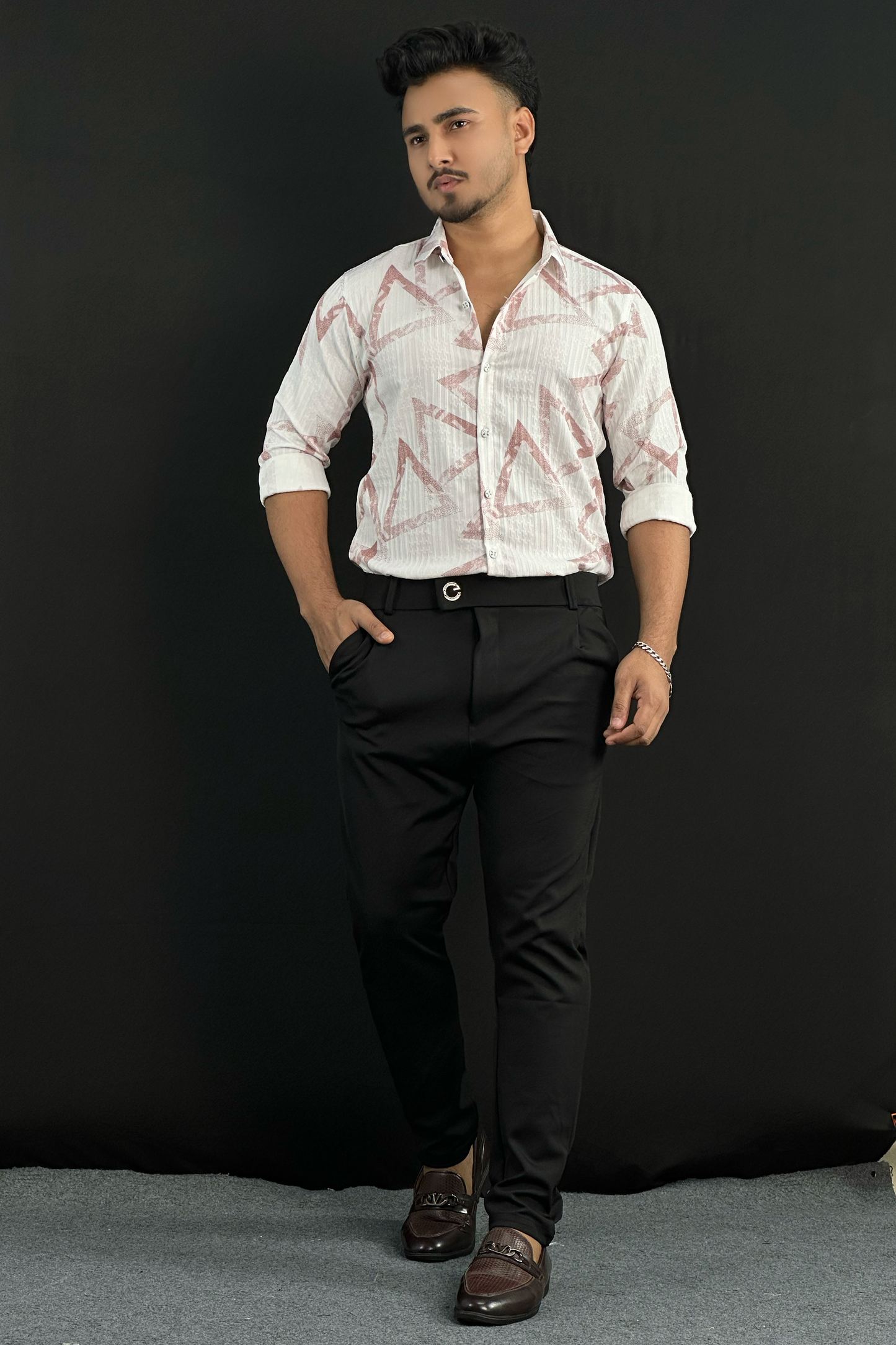 Pink White Shirt+Black Formal Pant Combo|GT