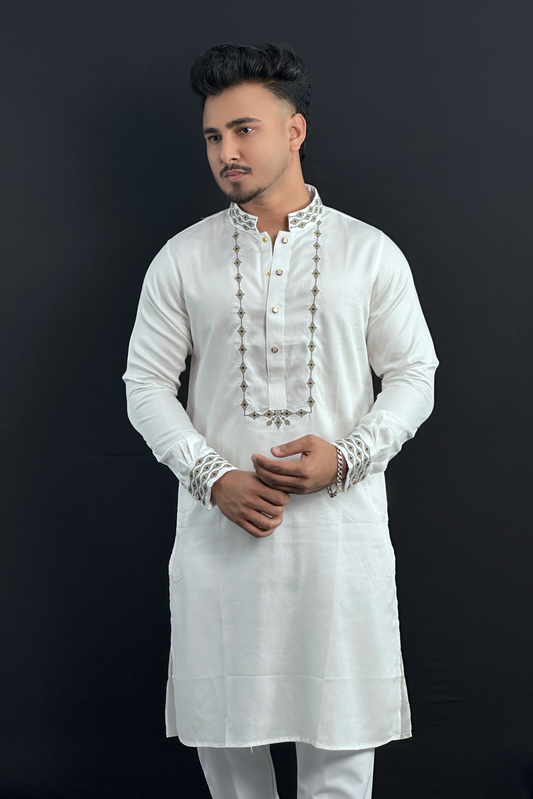 White Colour Premium Panjabi | AGB