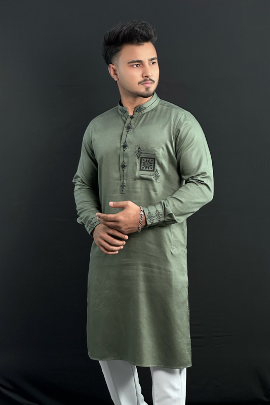 Olive Colour Premium Panjabi |BE