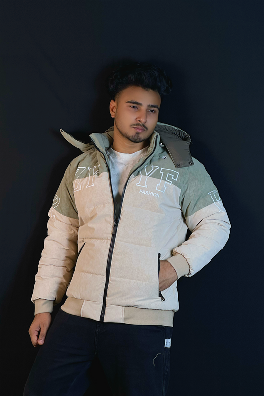 গ্রীন-ক্রিম কনট্রাস্ট চায়না বম্বার জ্যাকেট-YZ