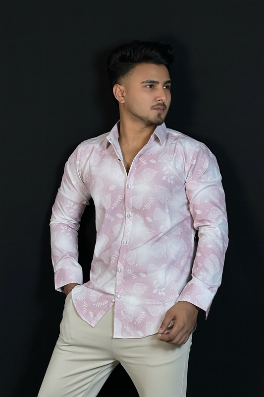 ওনিয়ন হোয়াইট প্রিন্টেড শার্ট-Floral