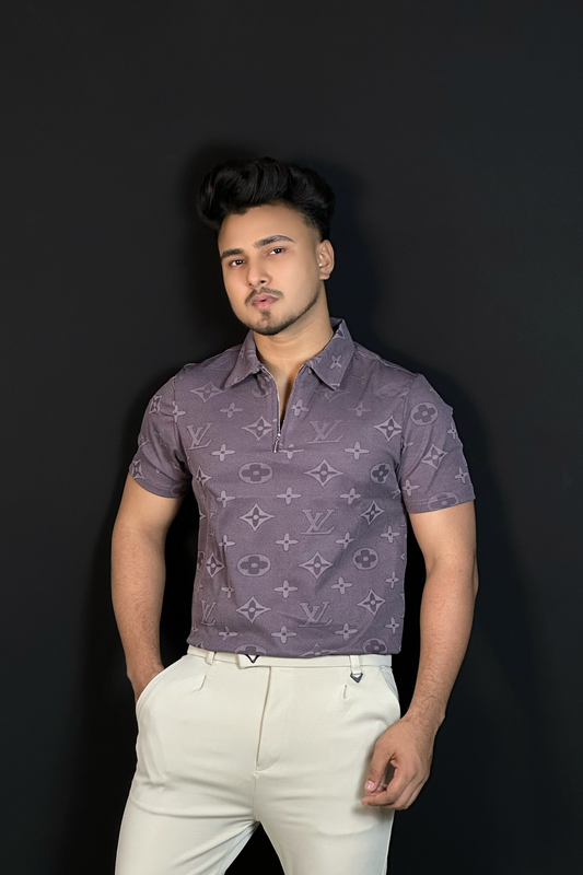 ডার্ক পার্পেল কালার পোলো টি-শার্ট-LV
