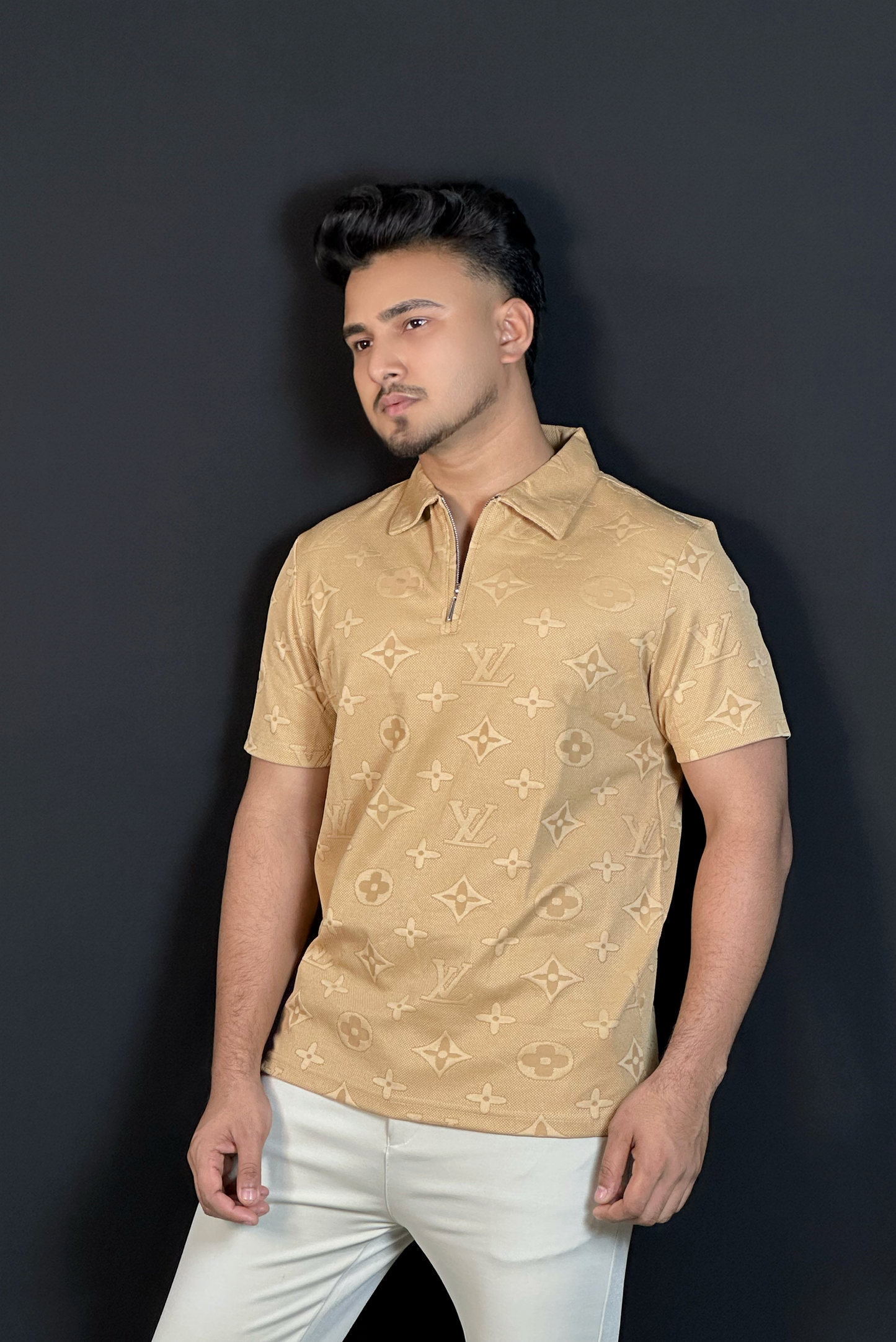 ক্যামেল কালার পোলো টি-শার্ট-LV