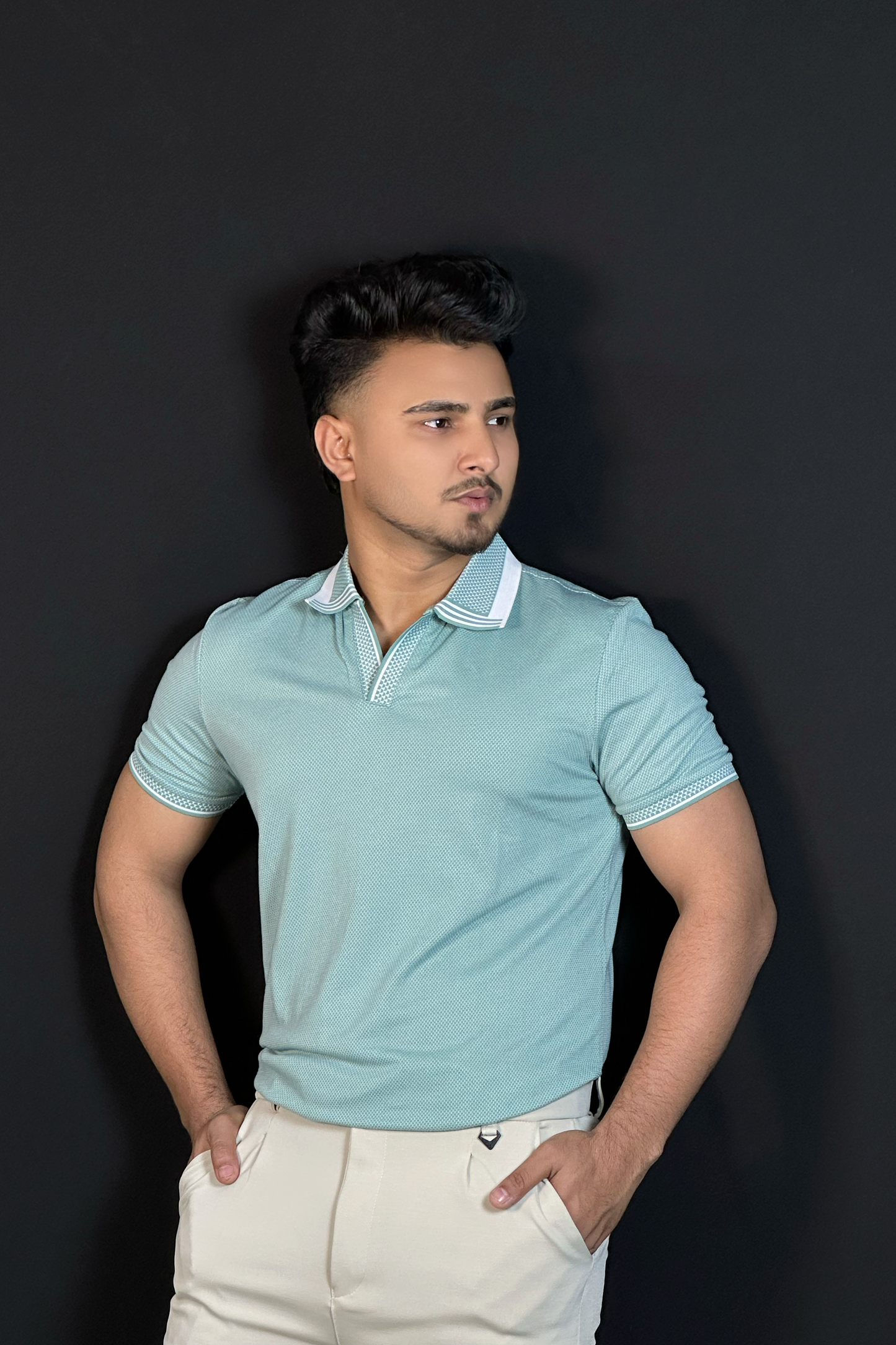 পেস্ট কালার পোলো টি-শার্ট-Mash