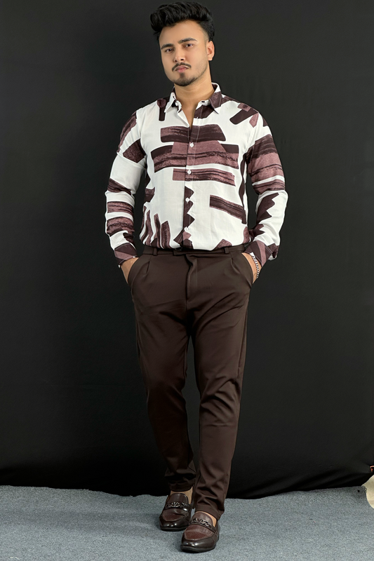 Dark Brown Shirt+Chocolate Colour Formal Pant |G