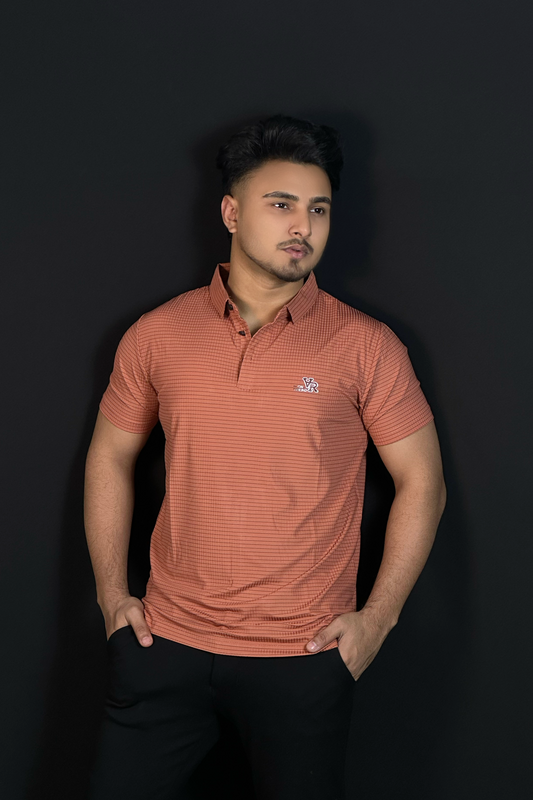 রাস্ট অরেঞ্জ কালার পোলো টি-শার্ট-VR